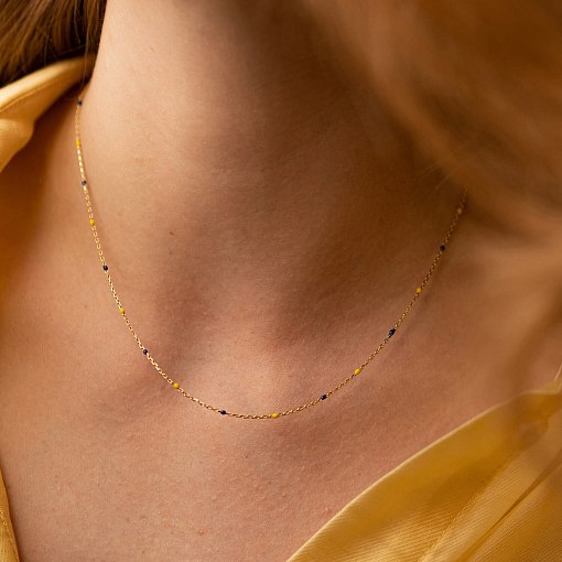 Кольє в жовтому золоті (синя та жовта емаль) кол02536 4