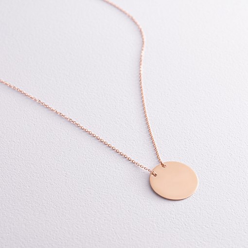 Колье "Монетка" в красном золоте (возможна гравировка) кол02261