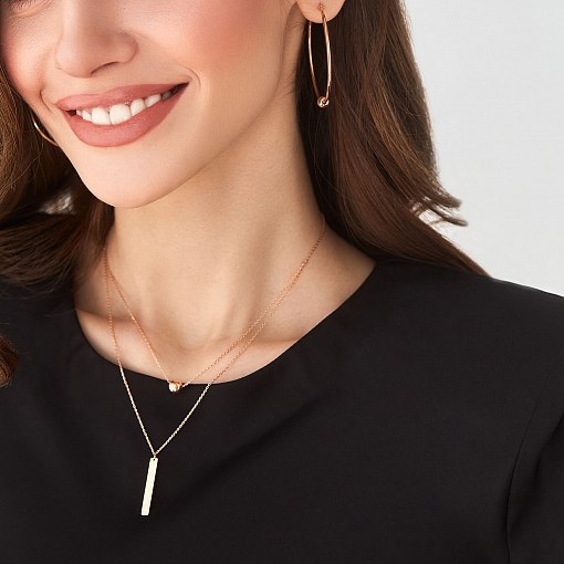 Колье с шариком в красном золоте (возможна гравировка) кол01718 9