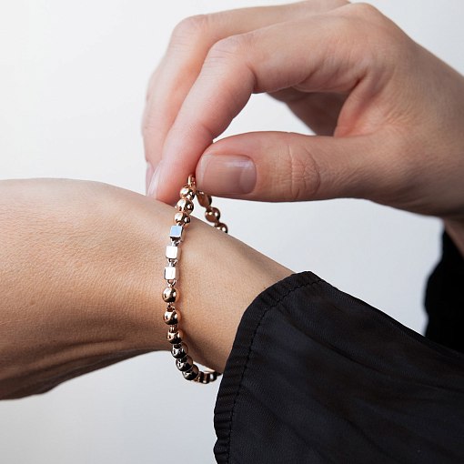 Золотой браслет "Кубики - шарики" б05104 2