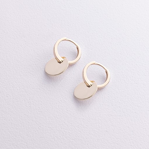 Серьги - кольца "Монетки" в желтом золоте с09037 3