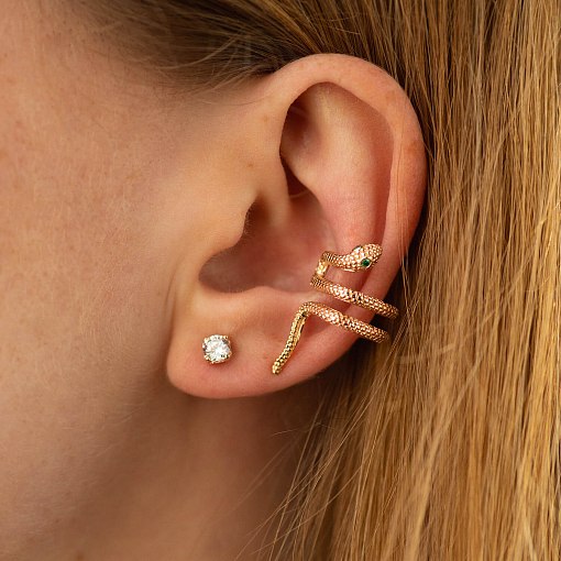 Серьги - пусеты "Сердечки" в красном золоте (фианиты) с06034 2