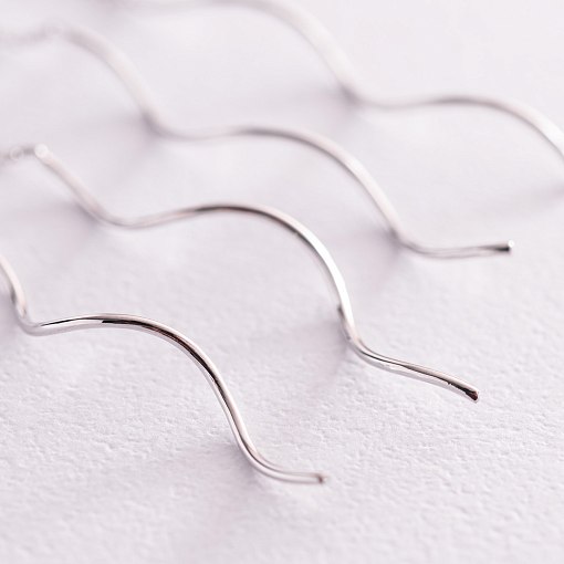 Серьги - протяжки "Завиток" из белого золота с07199 3