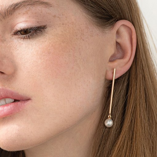 Серьги "Грация" в красном золоте с жемчугом с06933