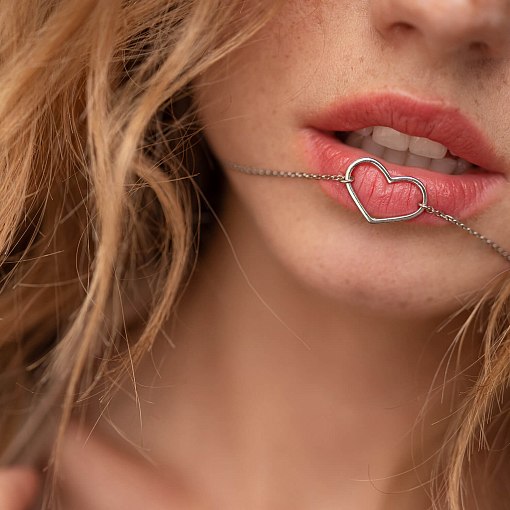 Колье "Сердечко" в белом золоте кол02472 2