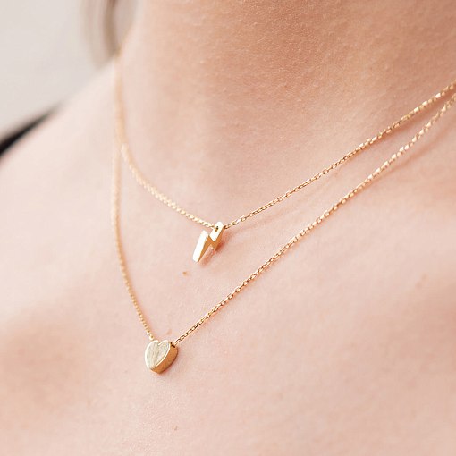 Двойное золотое колье "Молния и сердечко" кол02311 8