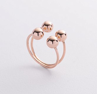 Кольцо "Шарики" в красном золоте к08281