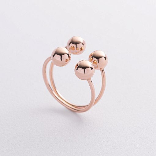 Кольцо "Шарики" в красном золоте к08281