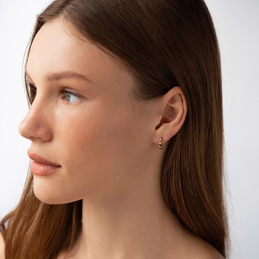 Серьги - кольца "Ruby" в желтом золоте с09126 5