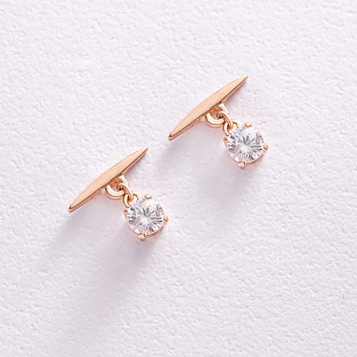 Серьги - пусеты "Эстер" в красном золоте (фианиты) с07953