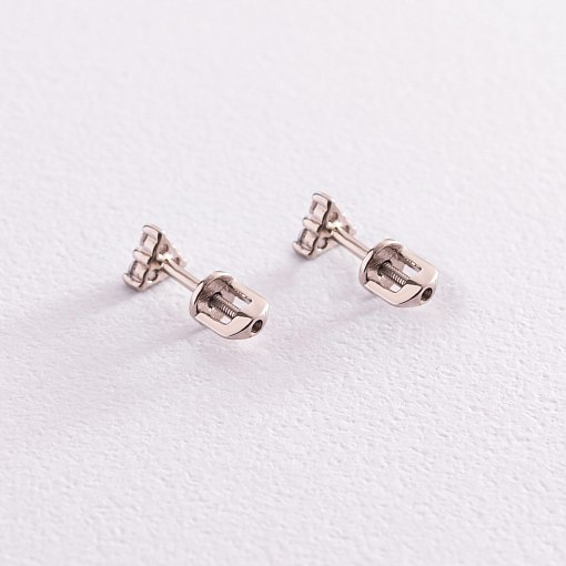 Золотые серьги - пусеты "Треугольники" с фианитами с02411 4