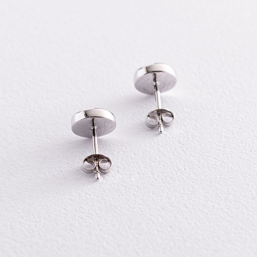 Золотые серьги-пусеты "Сияние" (синт. опал) 8 мм с07435 4