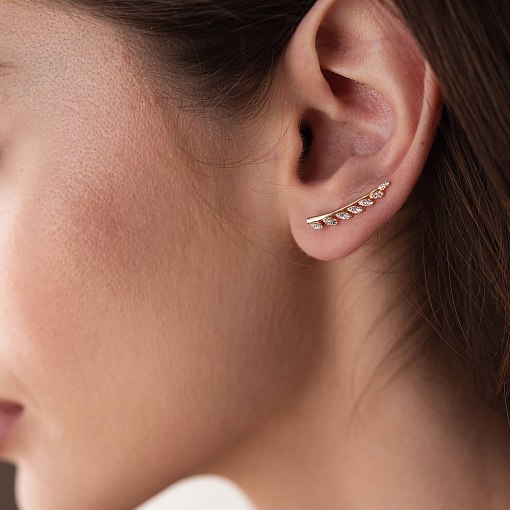 Серьги Листики в красном золоте с06265 6