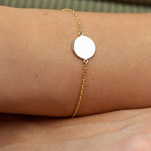 Браслет "Монетка" в желтом золоте (возможна гравировка) б04916 4