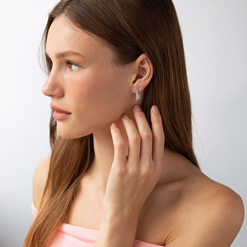 Серьги "Alisia" в белом золоте с09220 2