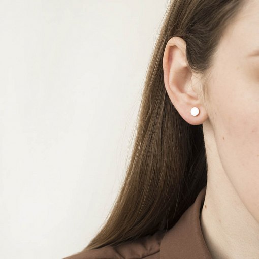 Серьги - пусеты в красном золоте Круг (плоские) с05928 3