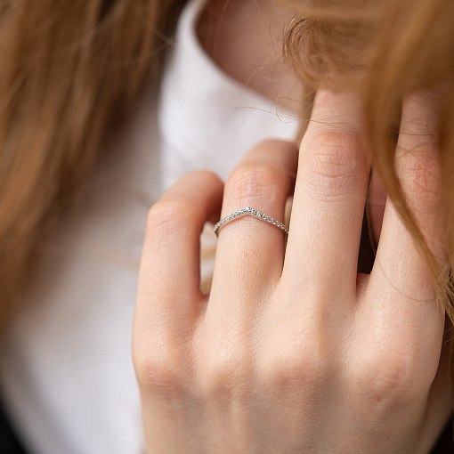 Кольцо "Особенное" с фианитами (белое золото) к07218 4