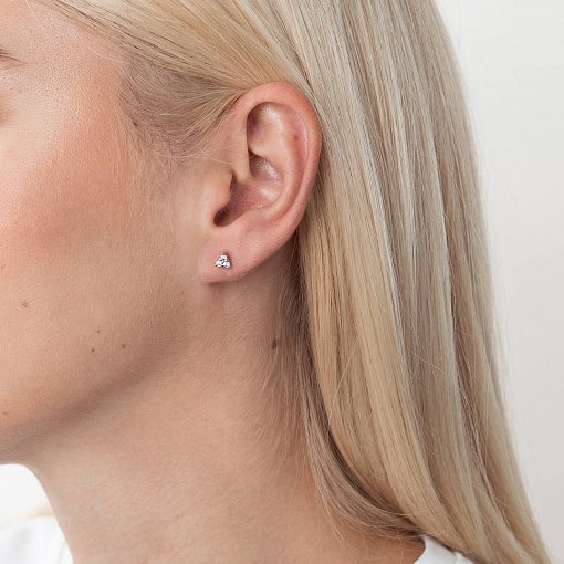 Золотые серьги - пусеты "Треугольники" с фианитами с02411 2