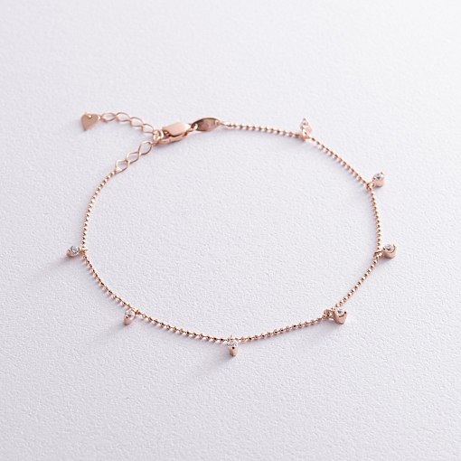 Браслет в красном золоте (фианиты) б04186