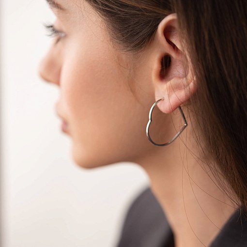 Золотые серьги - пусеты "Сердечки" с07981 9