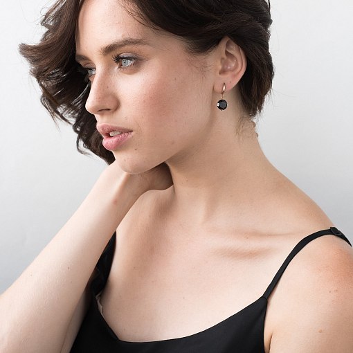 Золотые серьги "Влечение" (альмандин) с05296 4