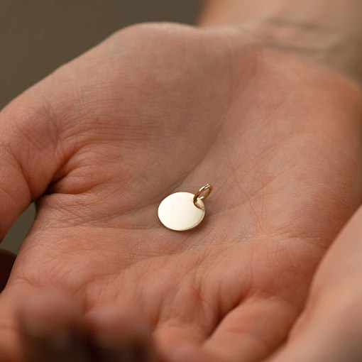 Кулон для гравировки в желтом золоте (11 мм) п03605 2