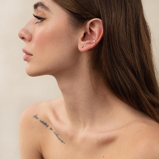 Золотые серьги - пусеты "Треугольники" с фианитами с07700 8