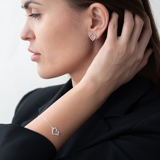 Браслет "Влюбленное сердце" в белом золоте б04469 9