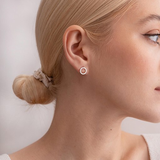 Золотые серьги - пусеты "Круговорот" с бриллиантами 317121121 4