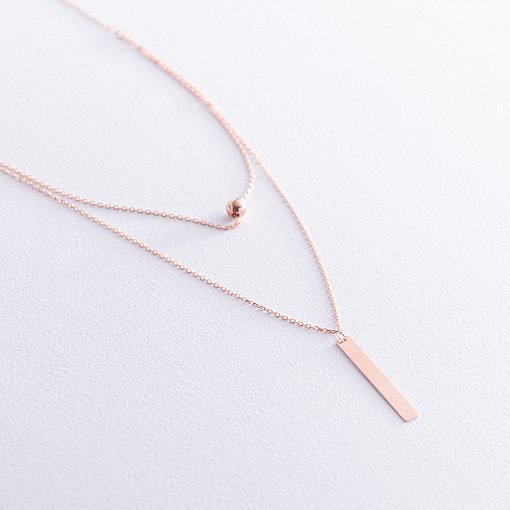 Колье с шариком в красном золоте (возможна гравировка) кол01718 3