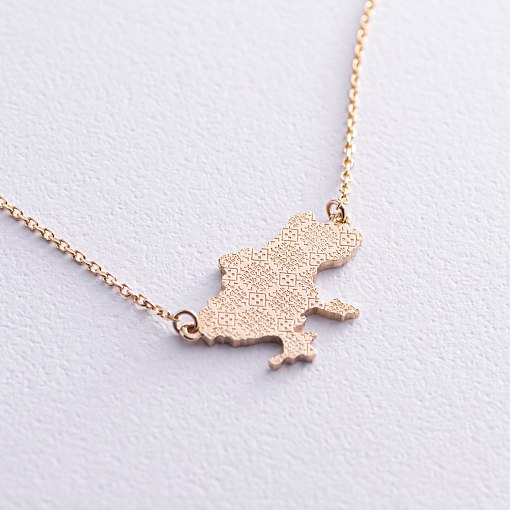 Колье "Моя Украина" в желтом золоте (возможна гравировка) кол02220 5