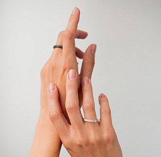 Золота каблучка з чорними діамантами кб0245sth №7