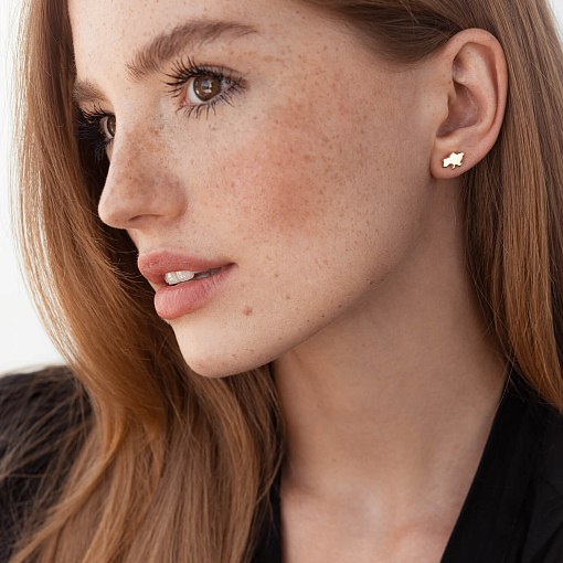 Золотые серьги - пусеты "Карта Украины" с07940 6