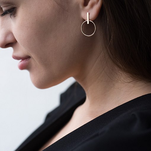 Серьги - пусеты "Уверенность" в желтом золоте с06695 5