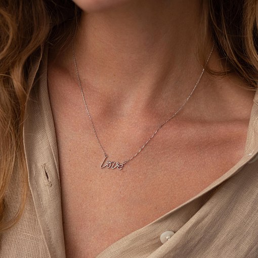 Колье "Love" в белом золоте кол02266 6