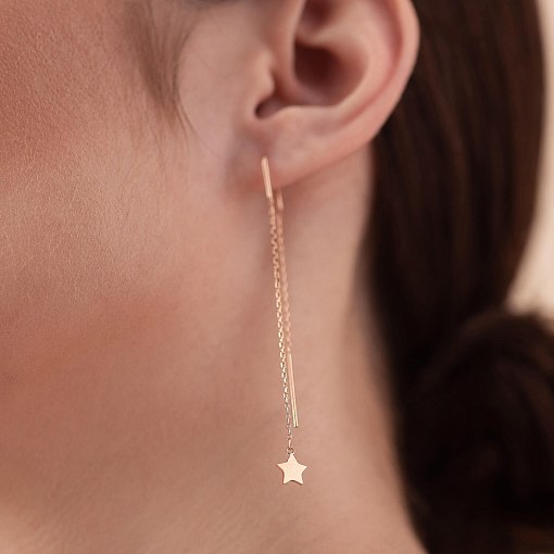 Золотые серьги - протяжки "Звездочки" с05282 4
