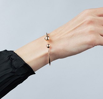 Жесткий браслет "Шарики" в красном золоте б05500 №6