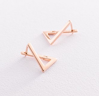 Серьги "Импровизация" в красном золоте с07330 №3