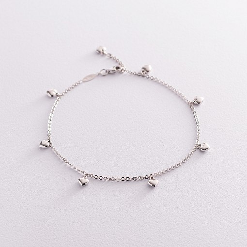 Золотой браслет "Сердечки" на ногу б04703