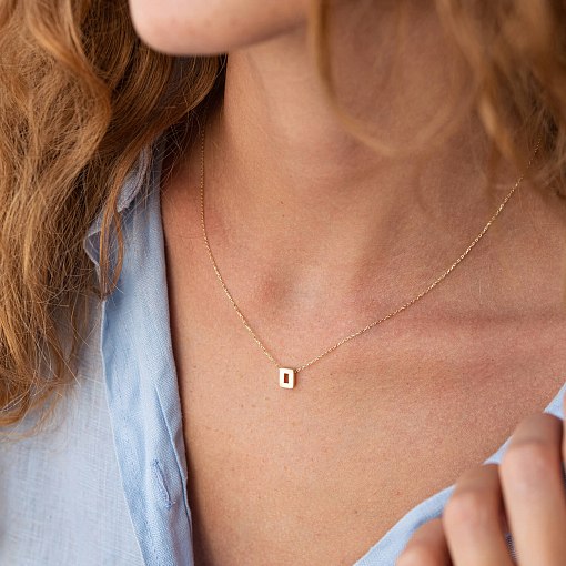 Колье с буквой "С" в желтом золоте кол01164С 11