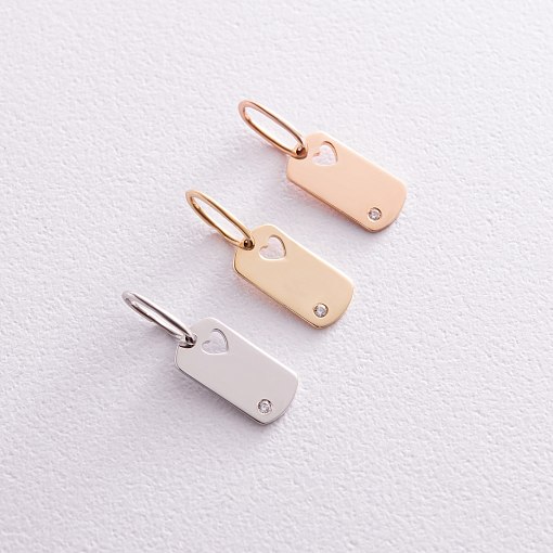 Кулон "Сердечко" для гравировки (белое золото) п03268 2