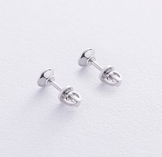 Сережки - пусети з діамантами (біле золото) 330911121 №3
