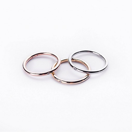 Каблучка Мінімалізм в червоному золоті (з діамантом) обрб0004 6