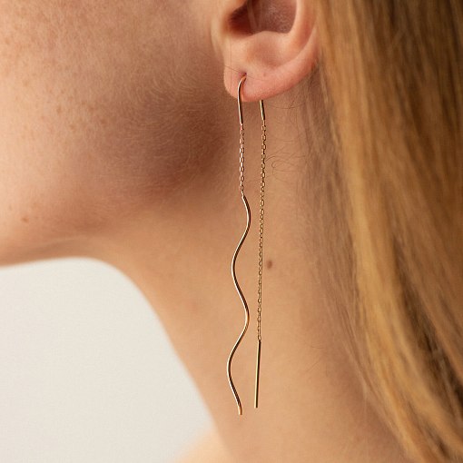 Серьги - протяжки "Завиток" из красного золота с08333 2