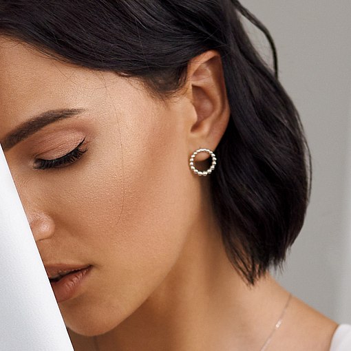 Серьги - пусеты "Легкость" в белом золоте с06912