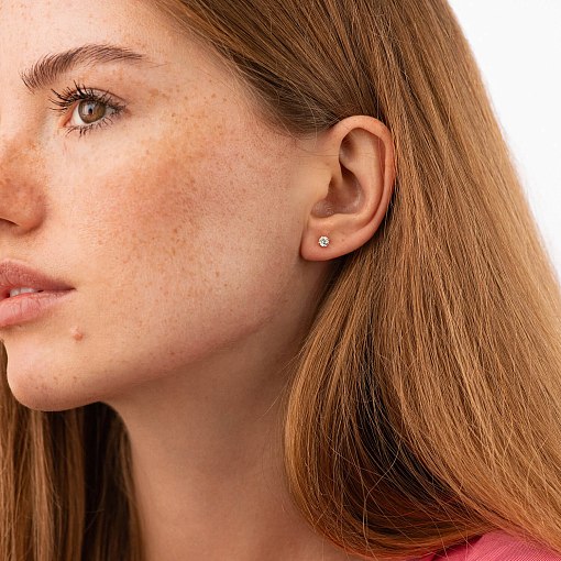 Моносерьга с фианитом (желтое золото) с09148 4