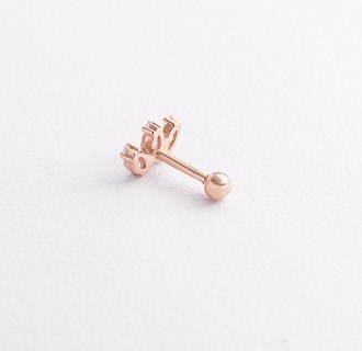 Одиночная золотая серьга в хрящ ушка (фианиты) з40034к №3