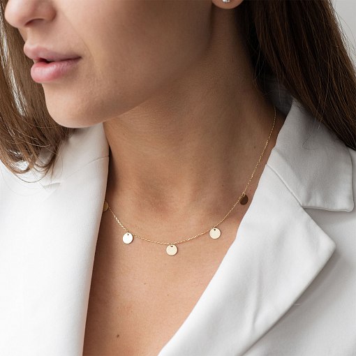 Золоте кольє-чокер з монетками 5 шт кол01432 3