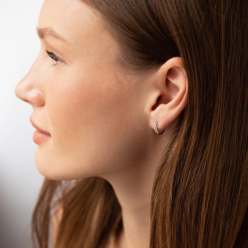 Серьги - кольца "Maya" в белом золоте с09186 5