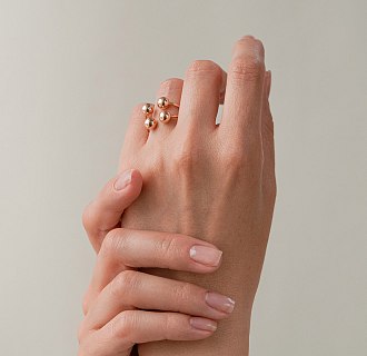 Кольцо "Шарики" в красном золоте к08281 №2